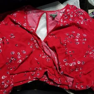 Red floral crop top